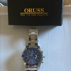 ORUSS men’s Silver and Blue Watch